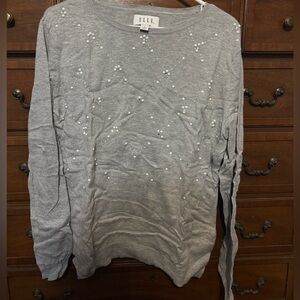 Elle grey embellished pearl sweater